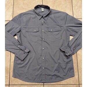 Stio Shirt Mens Large Grey Eddy Pearl Snap Long Sleeve Performance Light Tech